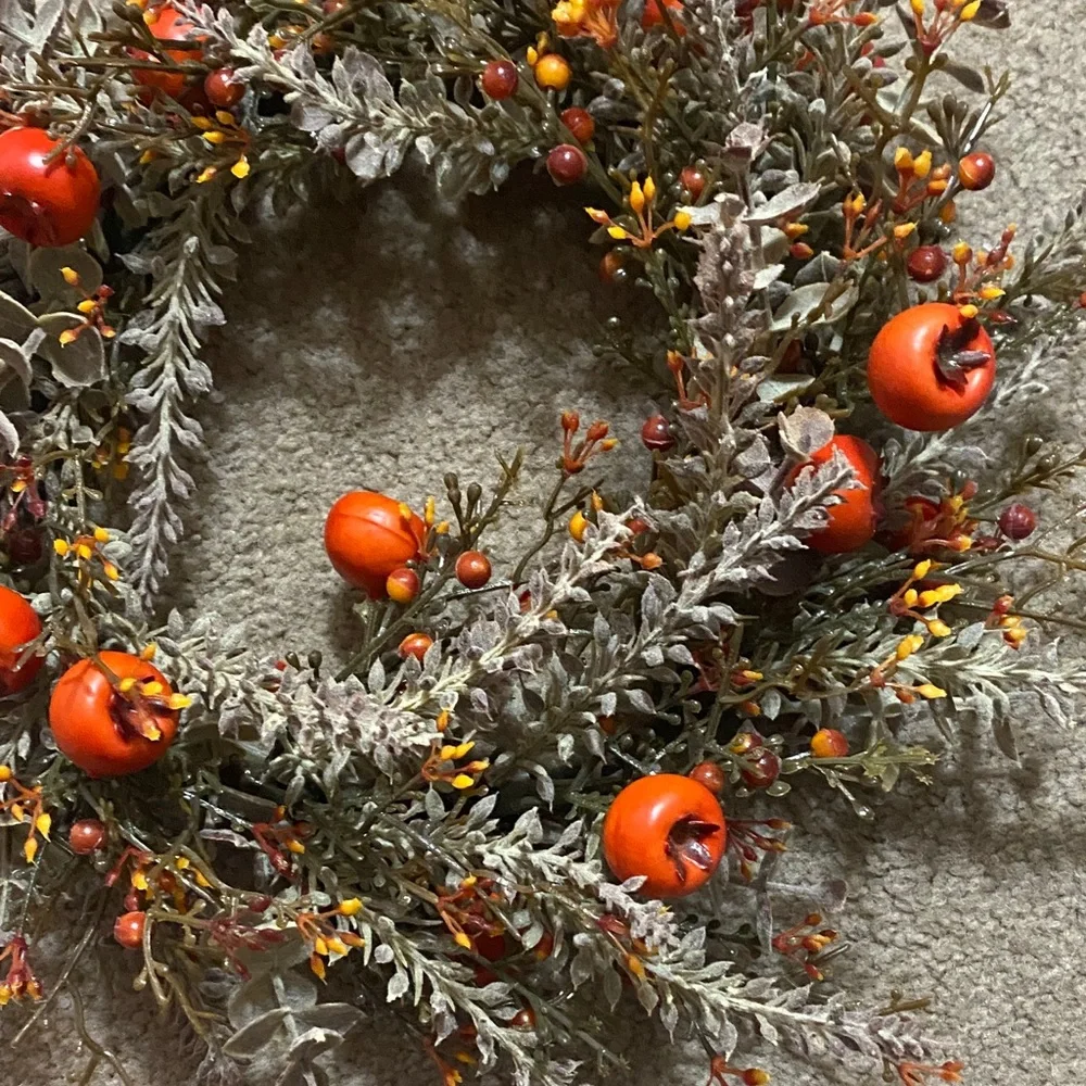 Festive Autumn Wreath with Pumpkin Breckenberry Candle Ring